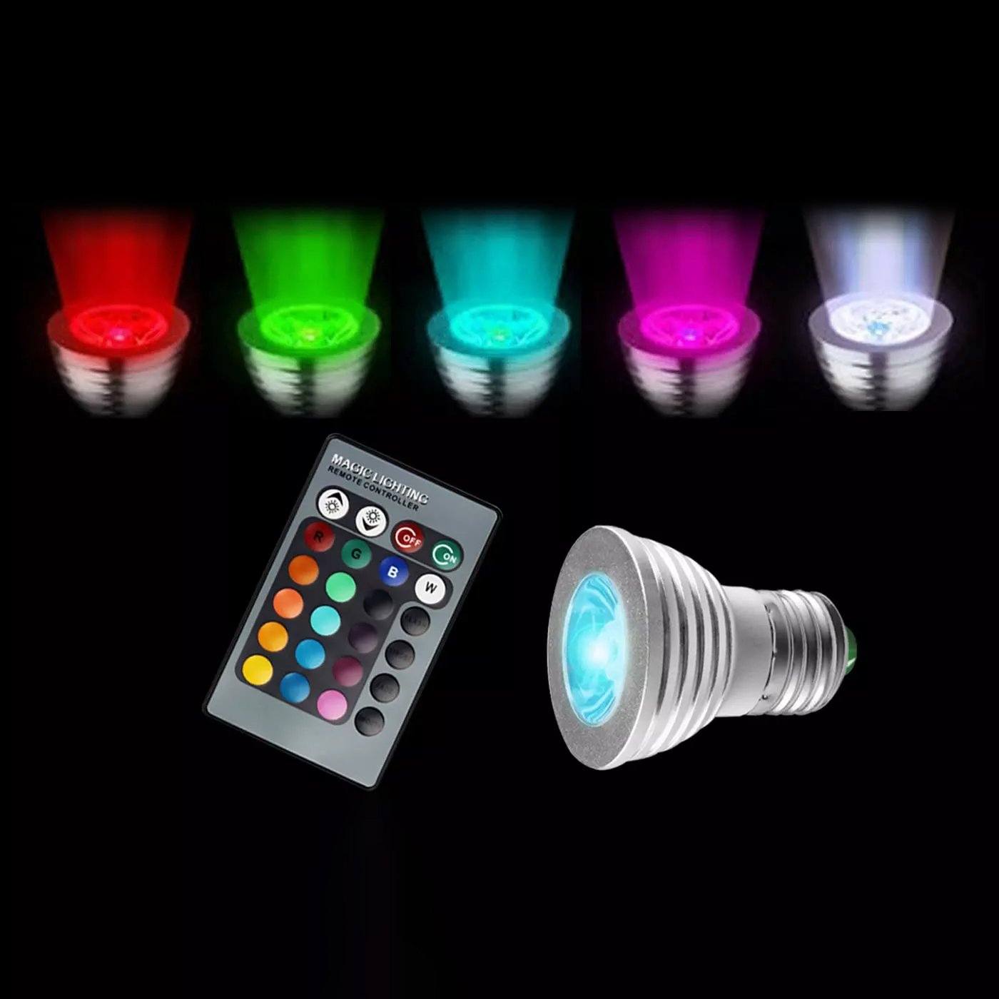 4-Pack: Magic Light LED Light Bulb (E27 3W) with Remote - 16 Colors Indoor Lighting refund_fee:1200 Warranty