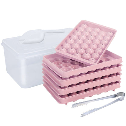 4-Pack: Small Ice Cube Maker Mold with Lid Bin Pink __stock:50 Kitchen & Dining refund_fee:1200