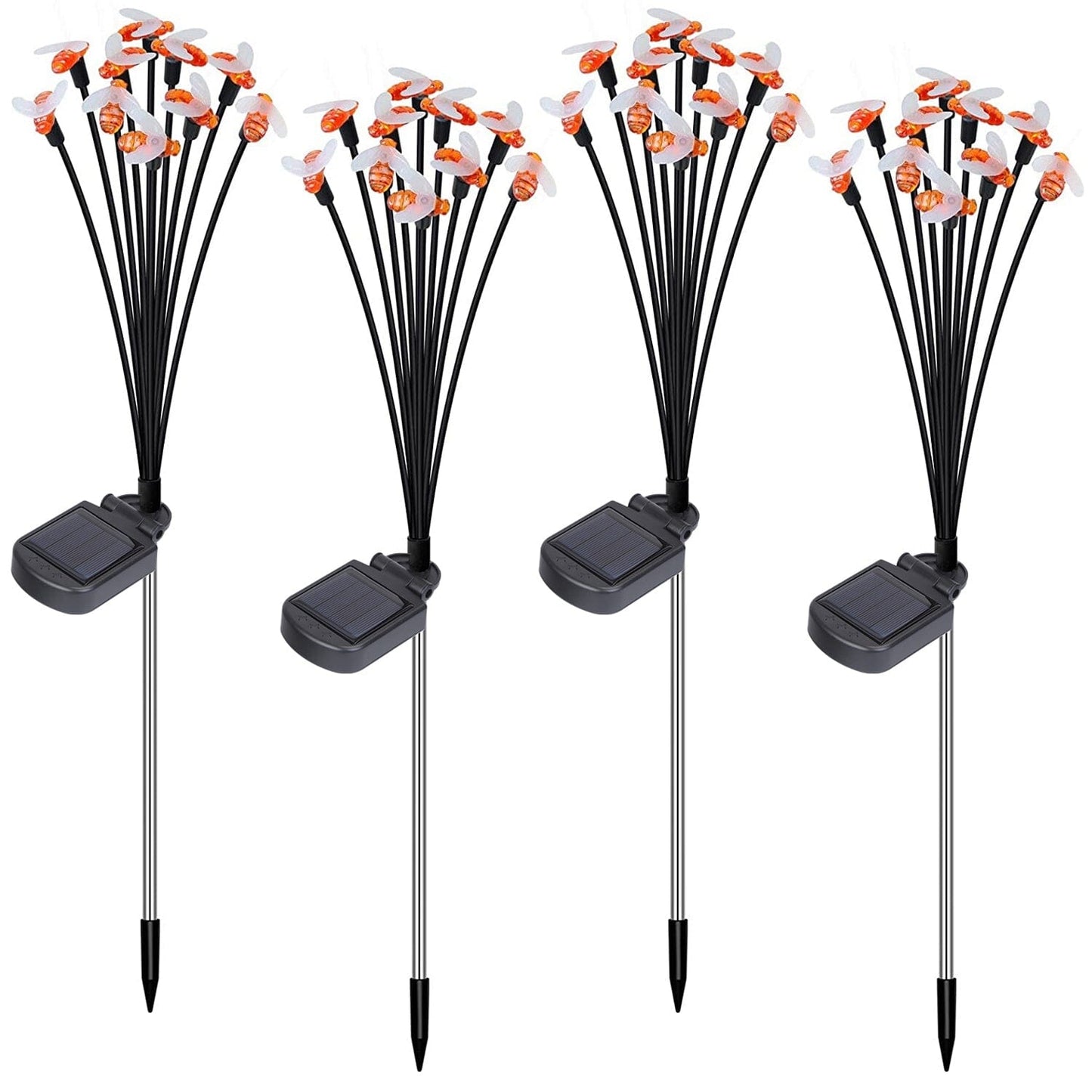 4-Pack: Solar Powered Stake Bee Light 2 Lighting Mode Lifelike Firefly __stock:50 Low stock Outdoor Lighting refund_fee:1800 Warranty