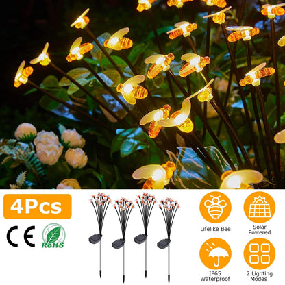 4-Pack: Solar Powered Stake Bee Light 2 Lighting Mode Lifelike Firefly __stock:50 Low stock Outdoor Lighting refund_fee:1800 Warranty