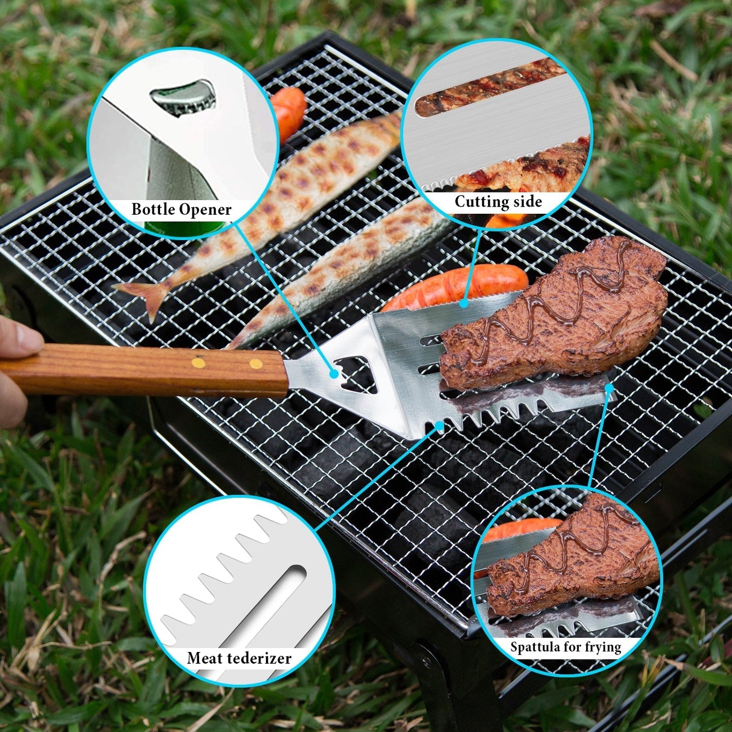 4-Pack: Stainless Steel BBQ Grill Tool Set __stock:50 Kitchen & Dining Low stock refund_fee:1200