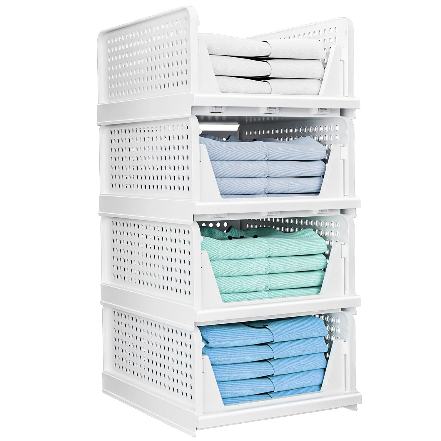 4-Packs: Plastic Storage Box Closet Organizer Foldable Storage with Slide Rail Push-Pull __stock:50 Closet & Storage refund_fee:1800