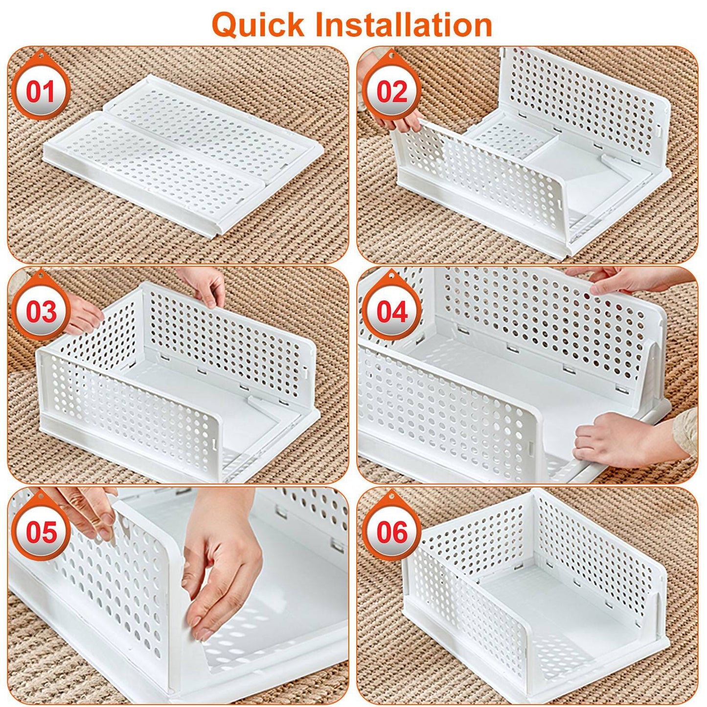 4-Packs: Plastic Storage Box Closet Organizer Foldable Storage with Slide Rail Push-Pull __stock:50 Closet & Storage refund_fee:1800