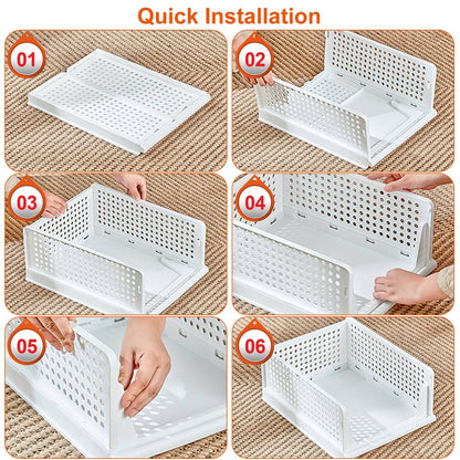 4-Packs: Plastic Storage Box Closet Organizer Foldable Storage with Slide Rail Push-Pull __stock:50 Closet & Storage refund_fee:1800