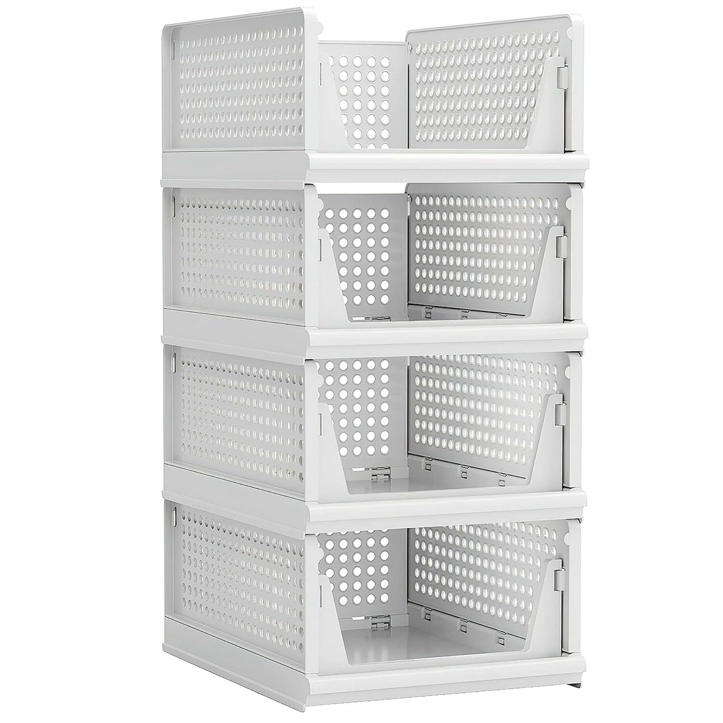 4-Packs: Plastic Storage Box Closet Organizer Foldable Storage with Slide Rail Push-Pull __stock:50 Closet & Storage refund_fee:1800
