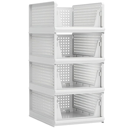4-Packs: Plastic Storage Box Closet Organizer Foldable Storage with Slide Rail Push-Pull __stock:50 Closet & Storage refund_fee:1800