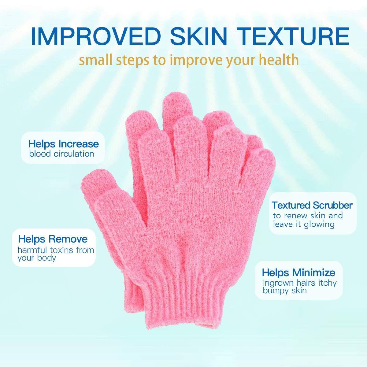 4-Pairs: Exfoliating Gloves - Premium Scrub Wash Mitt for Bath or Shower Bath refund_fee:800