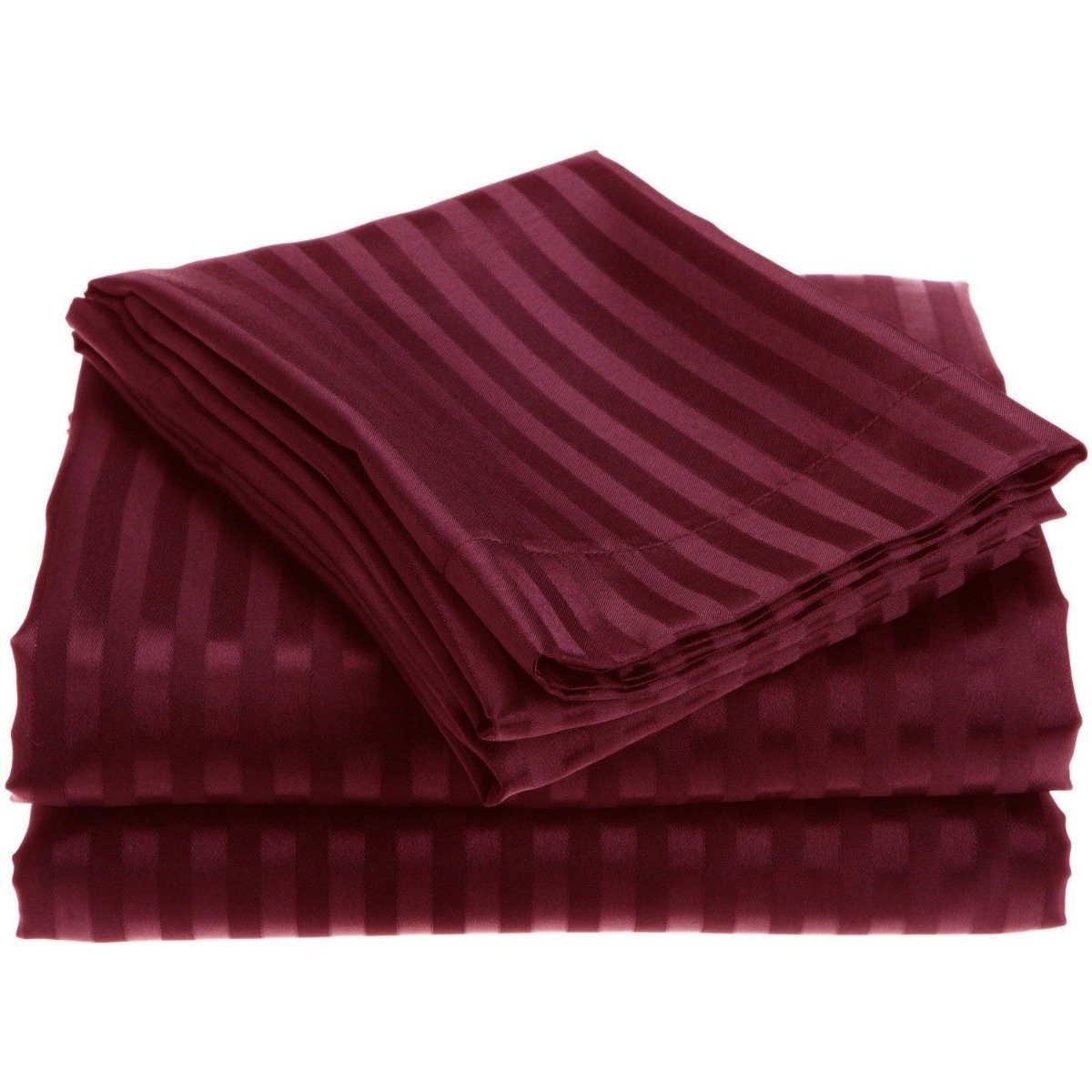 4-Piece: 1800 Series Brushed Microfiber Dobby Striped Sheet Set Burgundy __label2:BOGO 30% OFF Bedding refund_fee:1200