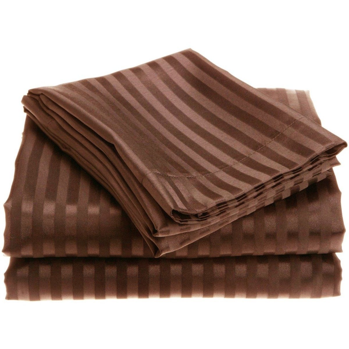 4-Piece: 1800 Series Brushed Microfiber Dobby Striped Sheet Set Chocolate __label2:BOGO 30% OFF Bedding refund_fee:1200