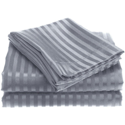 4-Piece: 1800 Series Brushed Microfiber Dobby Striped Sheet Set Gray __label2:BOGO 30% OFF Bedding refund_fee:1200