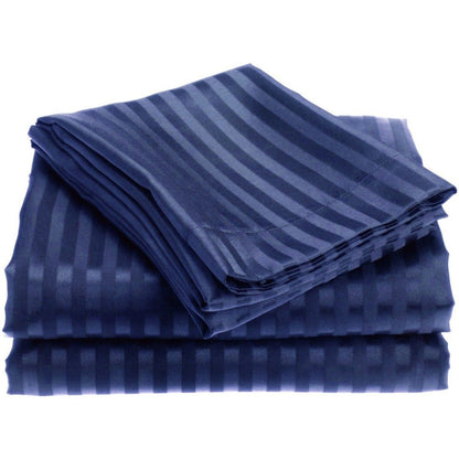 4-Piece: 1800 Series Brushed Microfiber Dobby Striped Sheet Set Navy __label2:BOGO 30% OFF Bedding refund_fee:1200