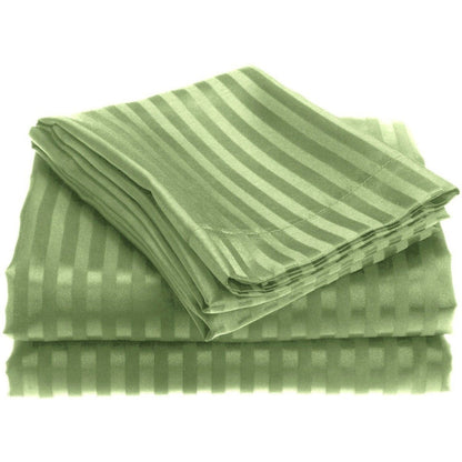 4-Piece: 1800 Series Brushed Microfiber Dobby Striped Sheet Set Sage __label2:BOGO 30% OFF Bedding refund_fee:1200