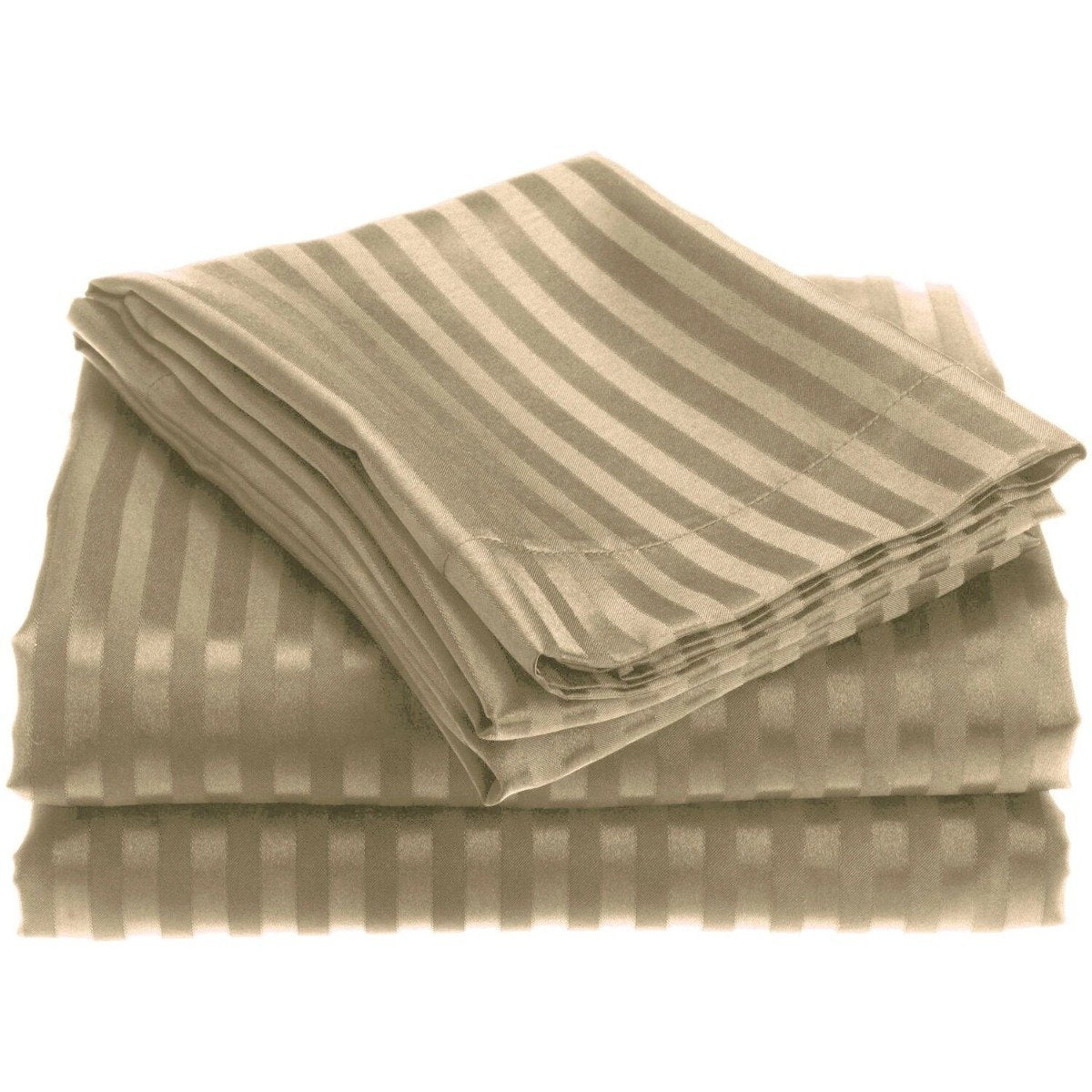 4-Piece: 1800 Series Brushed Microfiber Dobby Striped Sheet Set Taupe __label2:BOGO 30% OFF Bedding refund_fee:1200