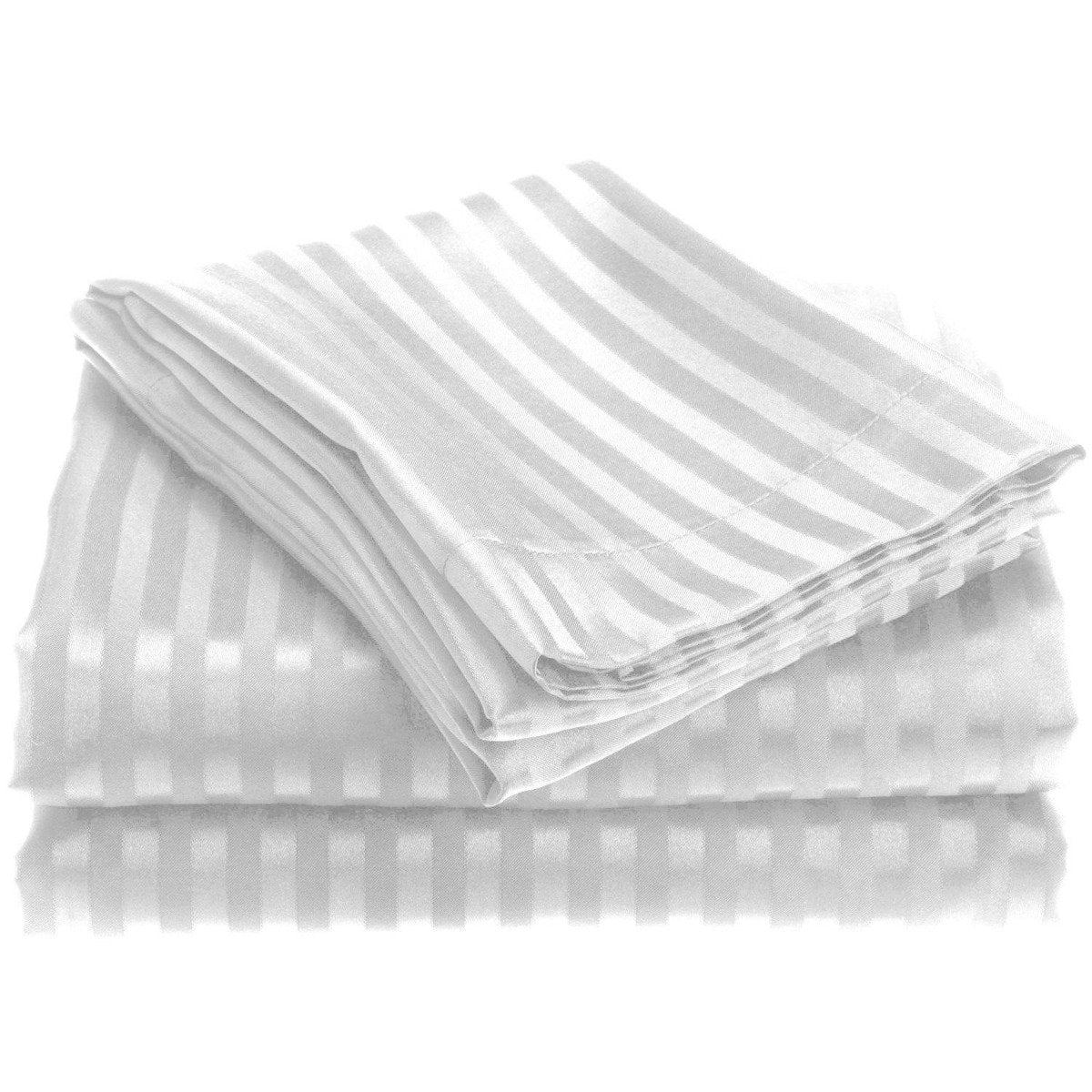 4-Piece: 1800 Series Brushed Microfiber Dobby Striped Sheet Set White __label2:BOGO 30% OFF Bedding refund_fee:1200