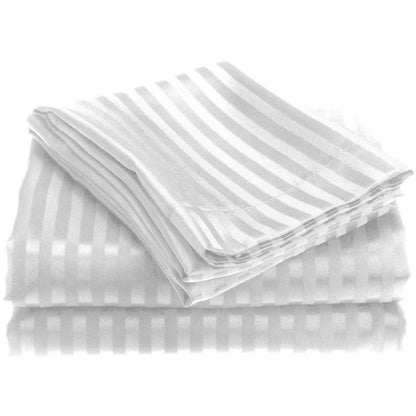 4-Piece: 1800 Series Brushed Microfiber Dobby Striped Sheet Set White __label2:BOGO 30% OFF Bedding refund_fee:1200