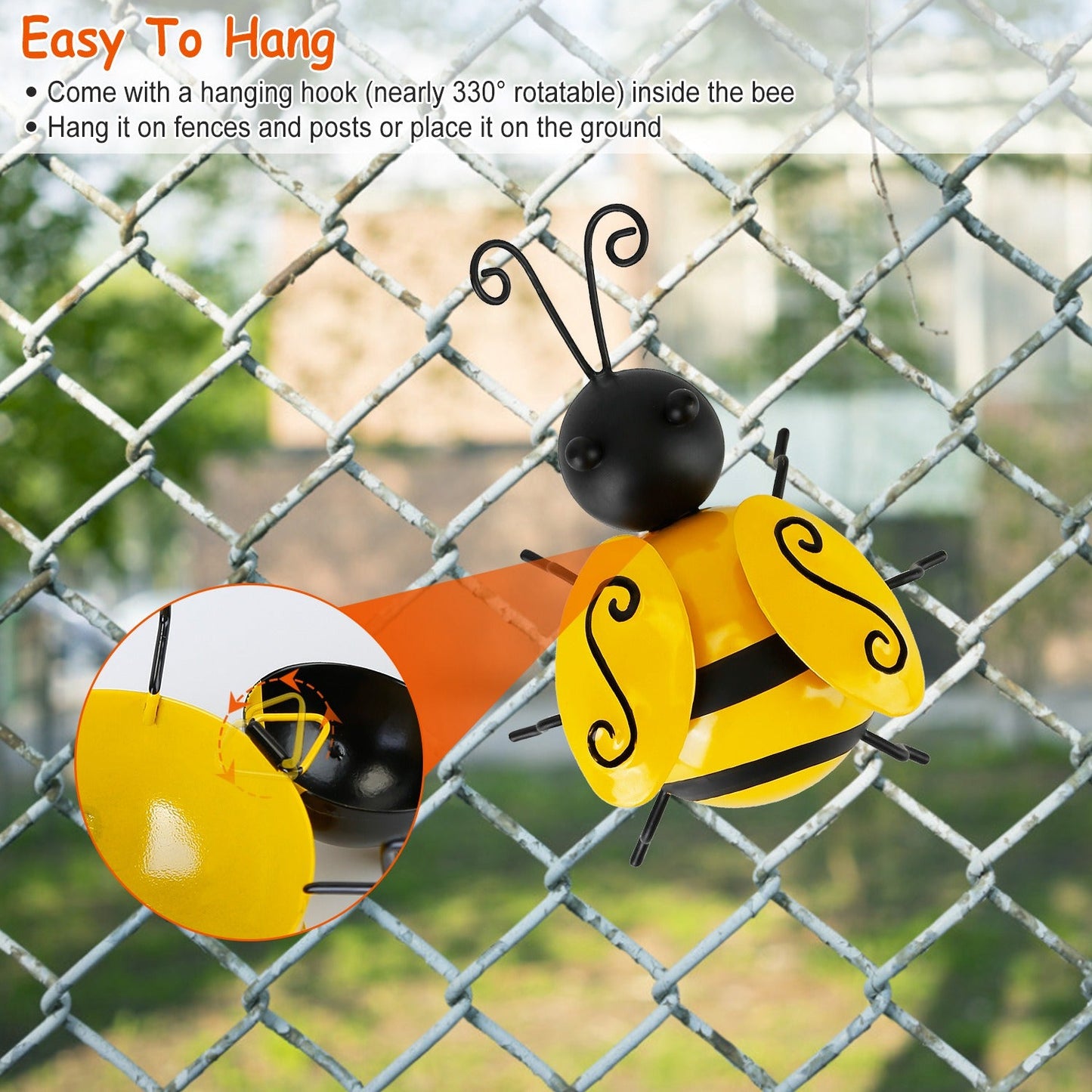 4-Piece: 3D Bumble Bee Ornament Set __stock:100 Garden & Patio refund_fee:1200