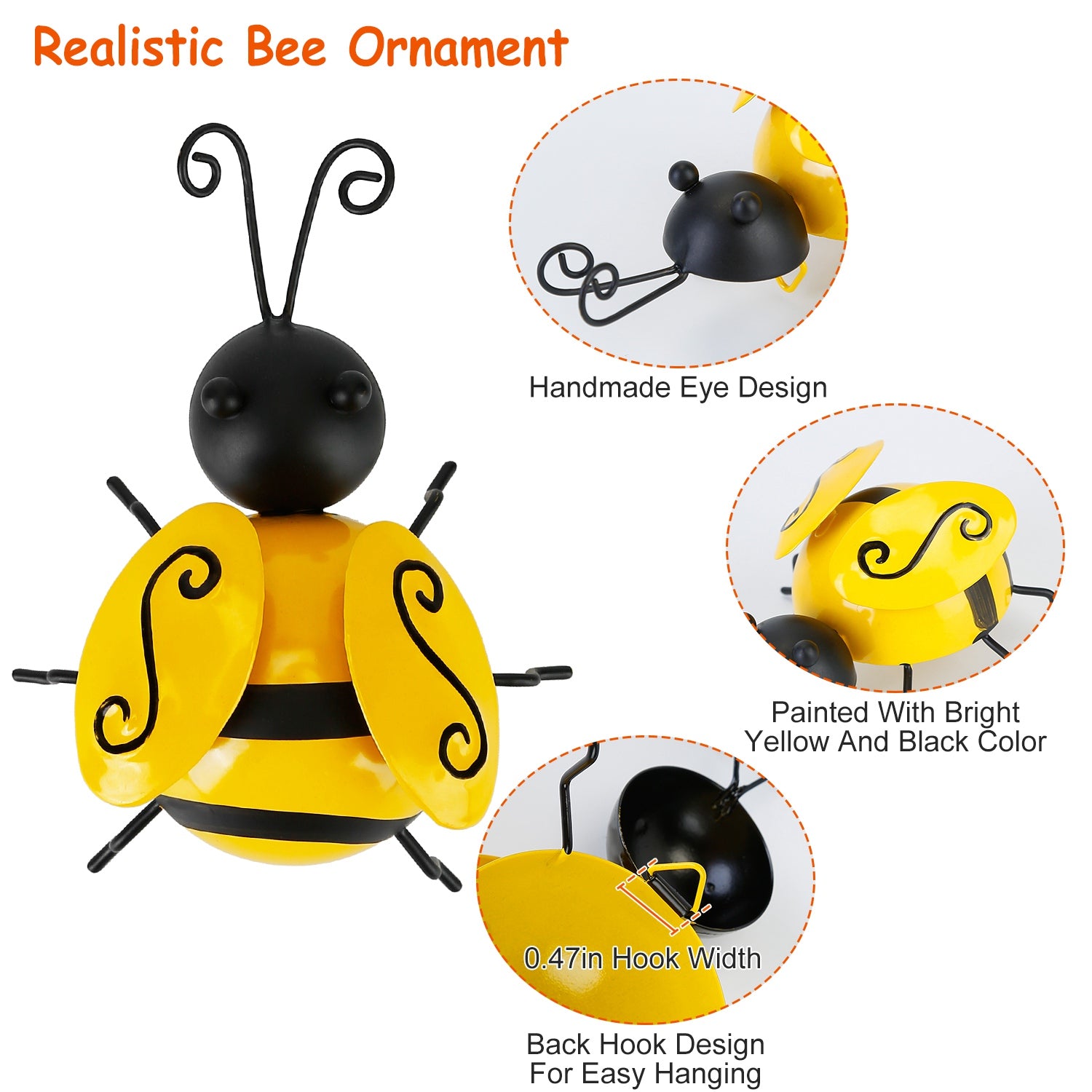 4-Piece: 3D Bumble Bee Ornament Set __stock:100 Garden & Patio refund_fee:1200