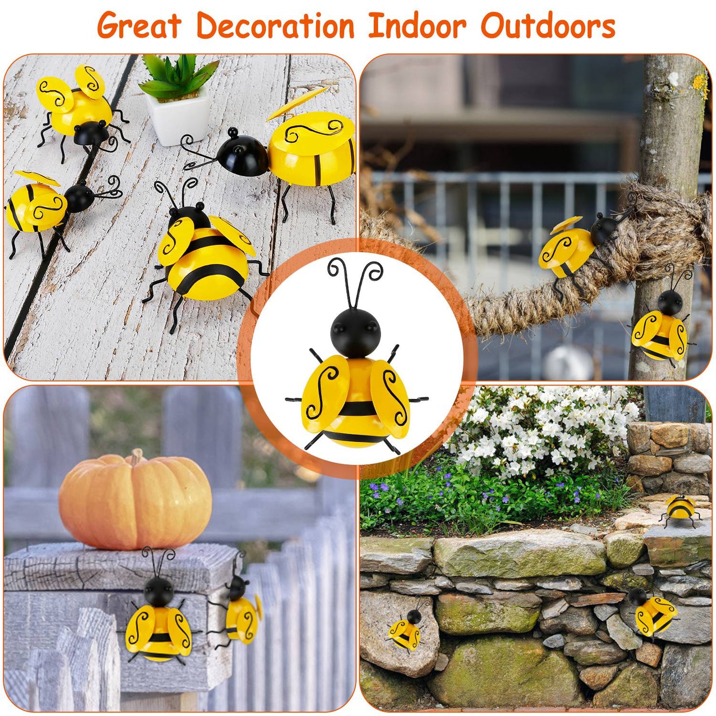 4-Piece: 3D Bumble Bee Ornament Set __stock:100 Garden & Patio refund_fee:1200