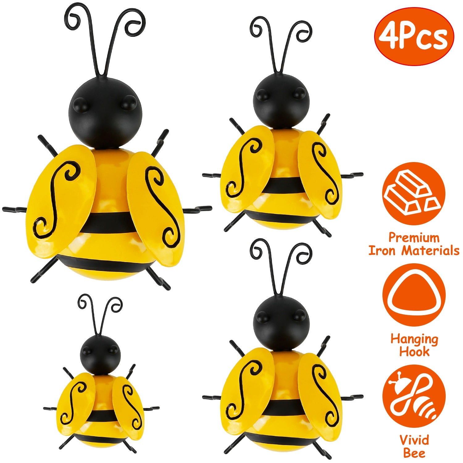 4-Piece: 3D Bumble Bee Ornament Set __stock:100 Garden & Patio refund_fee:1200