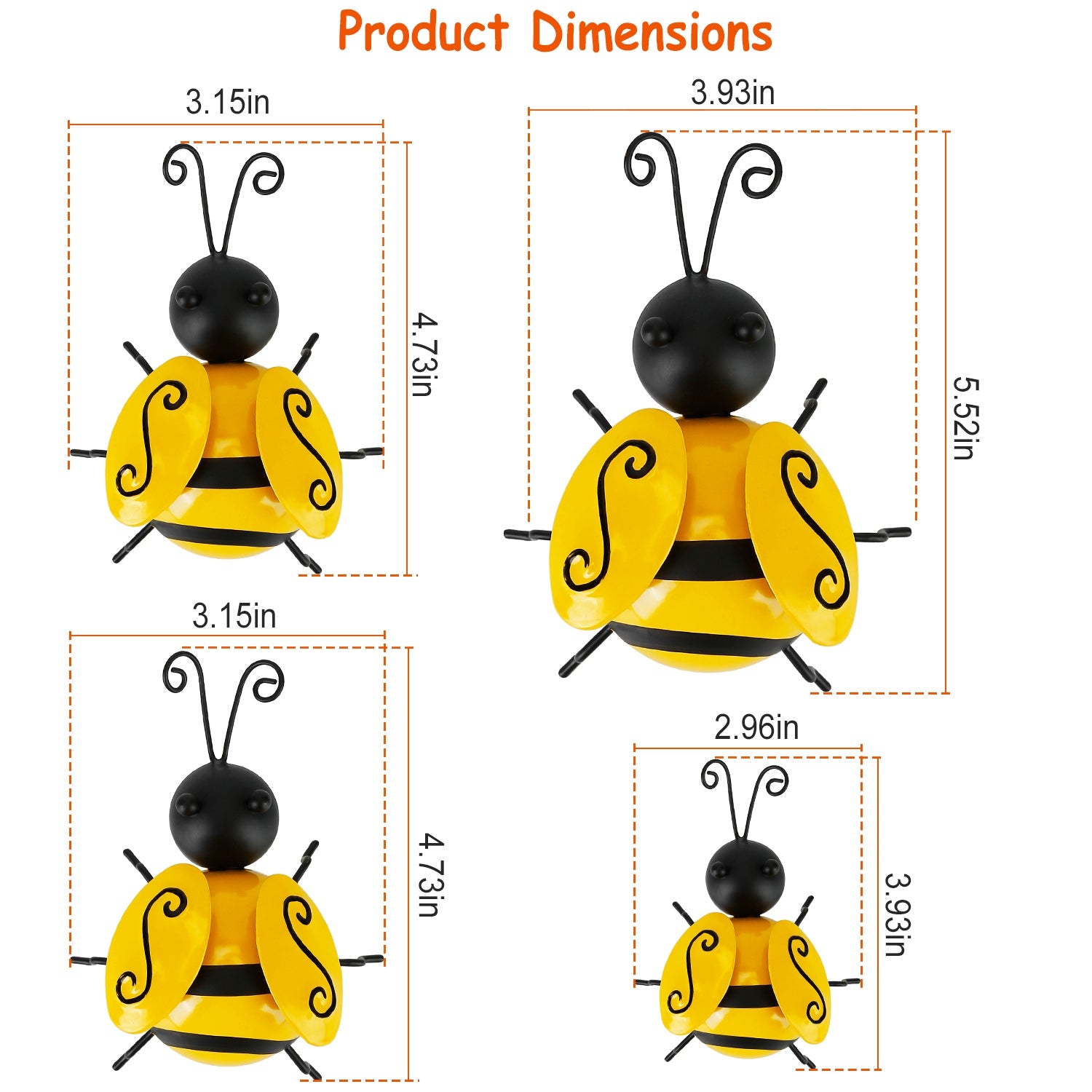 4-Piece: 3D Bumble Bee Ornament Set __stock:100 Garden & Patio refund_fee:1200