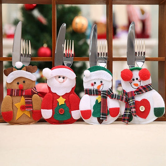 4-Piece: Holiday Tableware Sets Christmas Knife And Fork Bags __stock:200 Holiday Decor & Apparel refund_fee:800