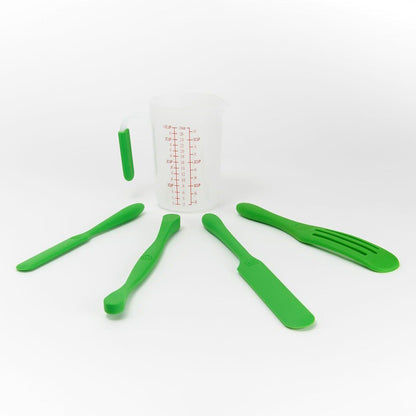 4-Piece: Mad Hungry Silicone Spurtle Baking Prep Set with Measuring Cup Green __stock:150 Kitchen & Dining refund_fee:800