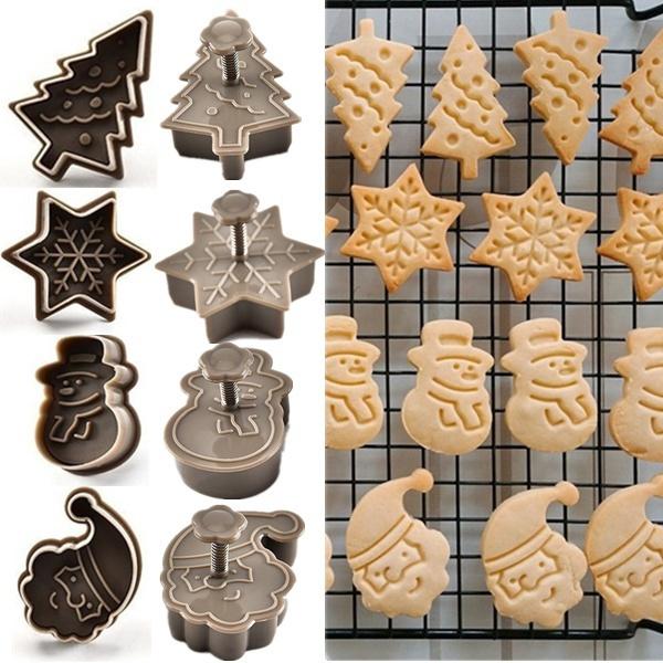 4-Piece: Plastic Cookie Baking Moulds Kitchen & Dining refund_fee:800