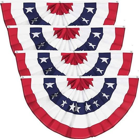 4-Piece: Pleated Patriotic Half-Fan Banner __stock:200 Holiday Decor & Apparel refund_fee:1200