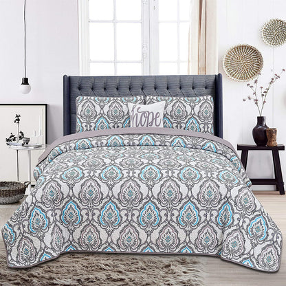 4-Piece: Reversible Quilt Set - Assorted Styles Dark Gray Azita __label2:BOGO 30% OFF __stock:50 Bedding refund_fee:1200
