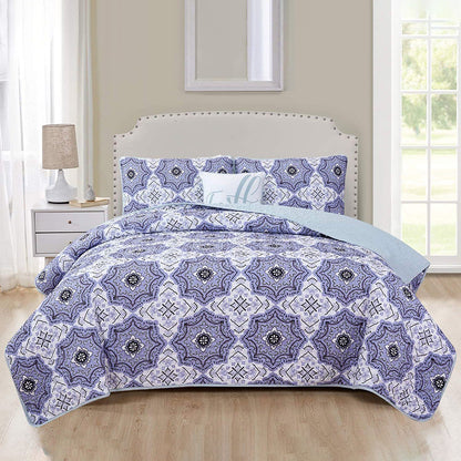 4-Piece: Reversible Quilt Set - Assorted Styles Navy Greyson __label2:BOGO 30% OFF __stock:50 Bedding refund_fee:1200