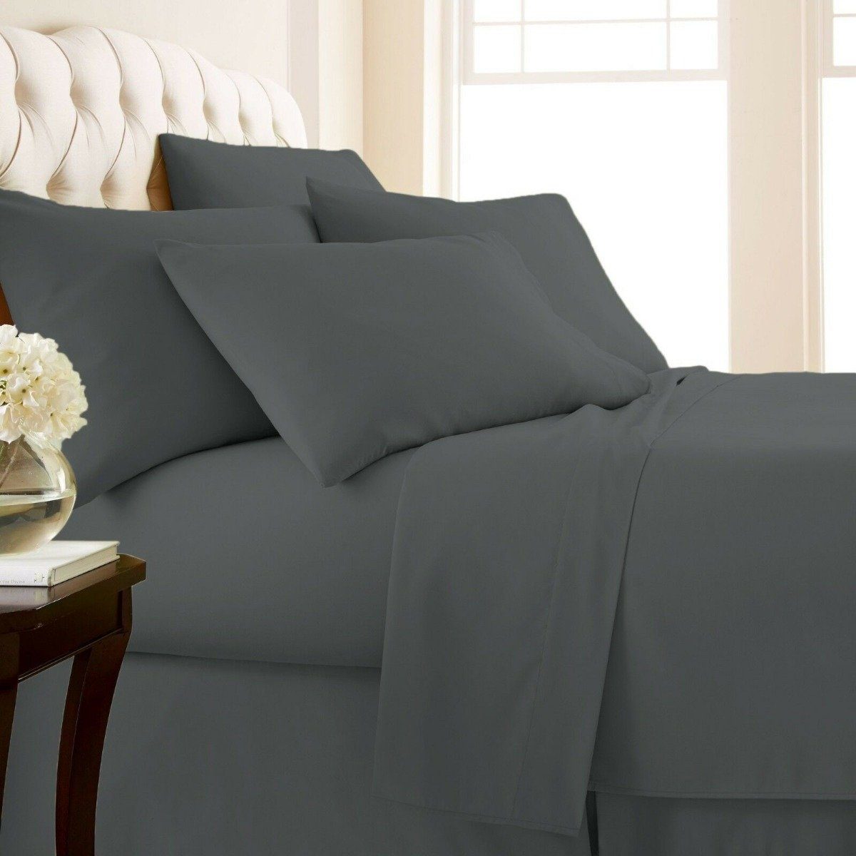 4-Piece Set: 1000 Thread Count Egyptian Cotton Sheets Gray __label2:BOGO 30% OFF Bedding refund_fee:1200