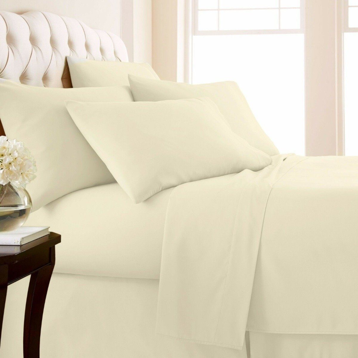 4-Piece Set: 1000 Thread Count Egyptian Cotton Sheets Ivory __label2:BOGO 30% OFF Bedding refund_fee:1200