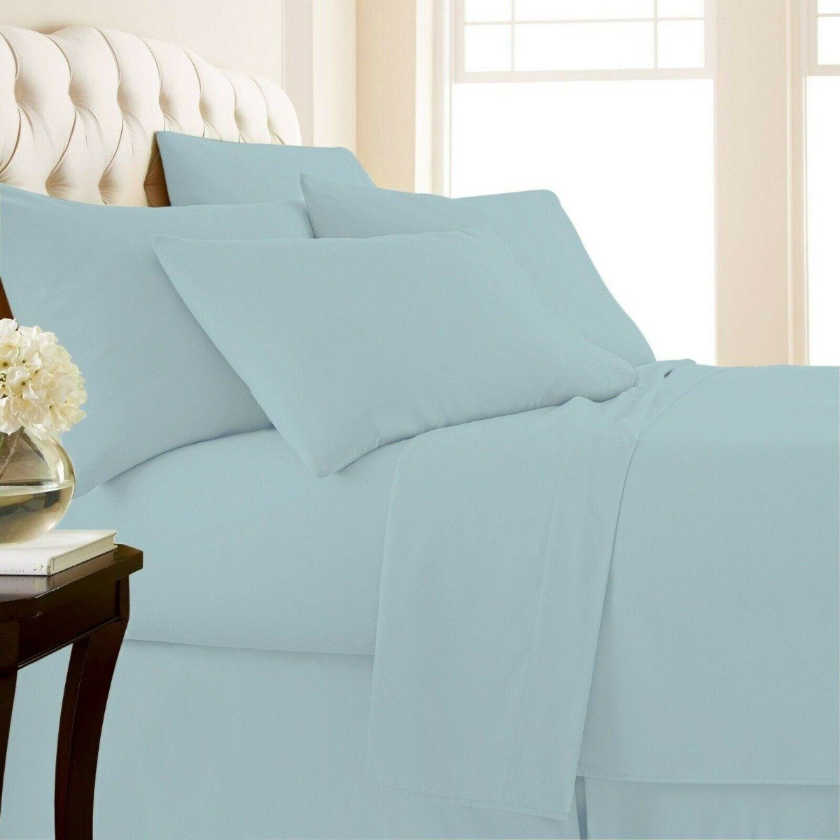 4-Piece Set: 1000 Thread Count Egyptian Cotton Sheets Sky Blue __label2:BOGO 30% OFF Bedding refund_fee:1200