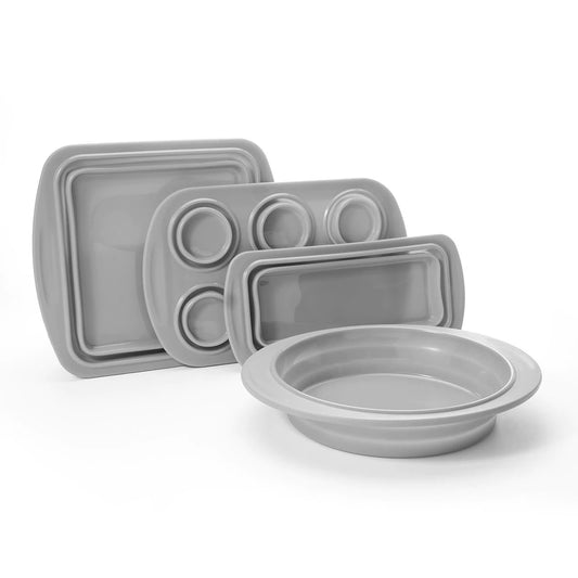 4-Piece Set: Collapsible Silicone Bakeware Gray __stock:250 Kitchen & Dining refund_fee:800