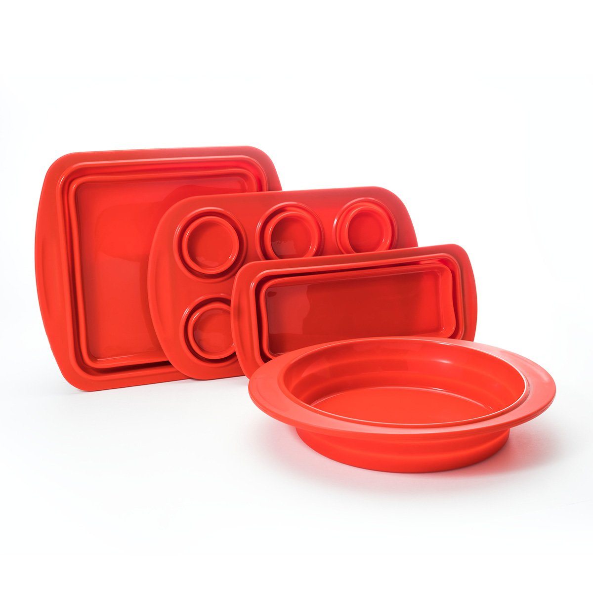 4-Piece Set: Collapsible Silicone Bakeware Red __stock:250 Kitchen & Dining refund_fee:800