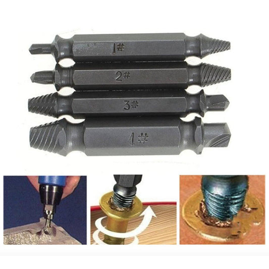 4-Piece Set: DrillPro Double-Sided Damaged Screw Extractors __stock:200 Home Improvement refund_fee:800