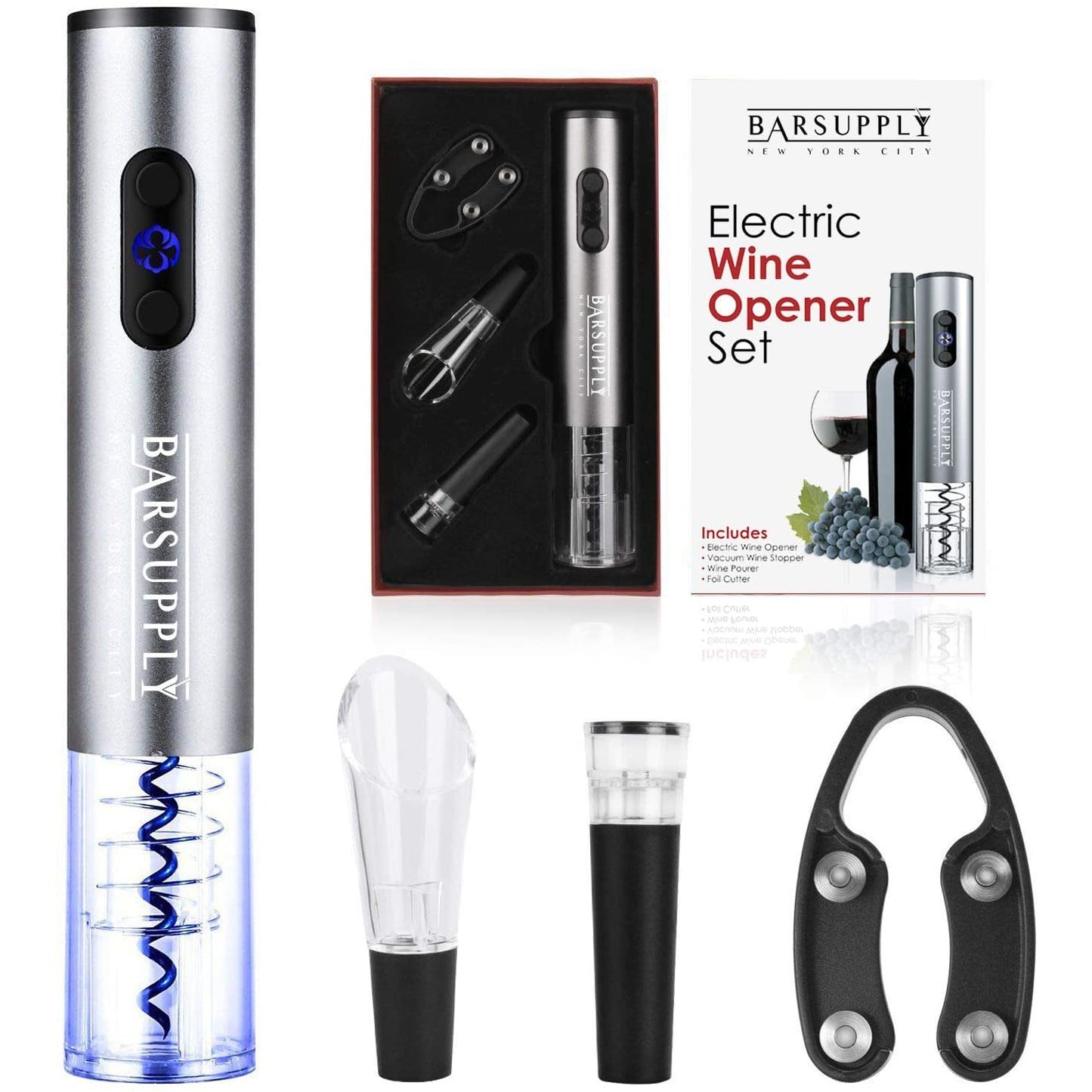 4-Piece Set: Electric Wine Bottle Opener __stock:700 Kitchen & Dining refund_fee:1200 Warranty