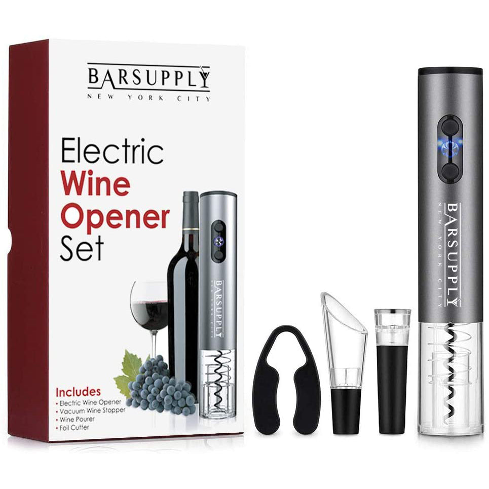 4-Piece Set: Electric Wine Bottle Opener __stock:700 Kitchen & Dining refund_fee:1200 Warranty