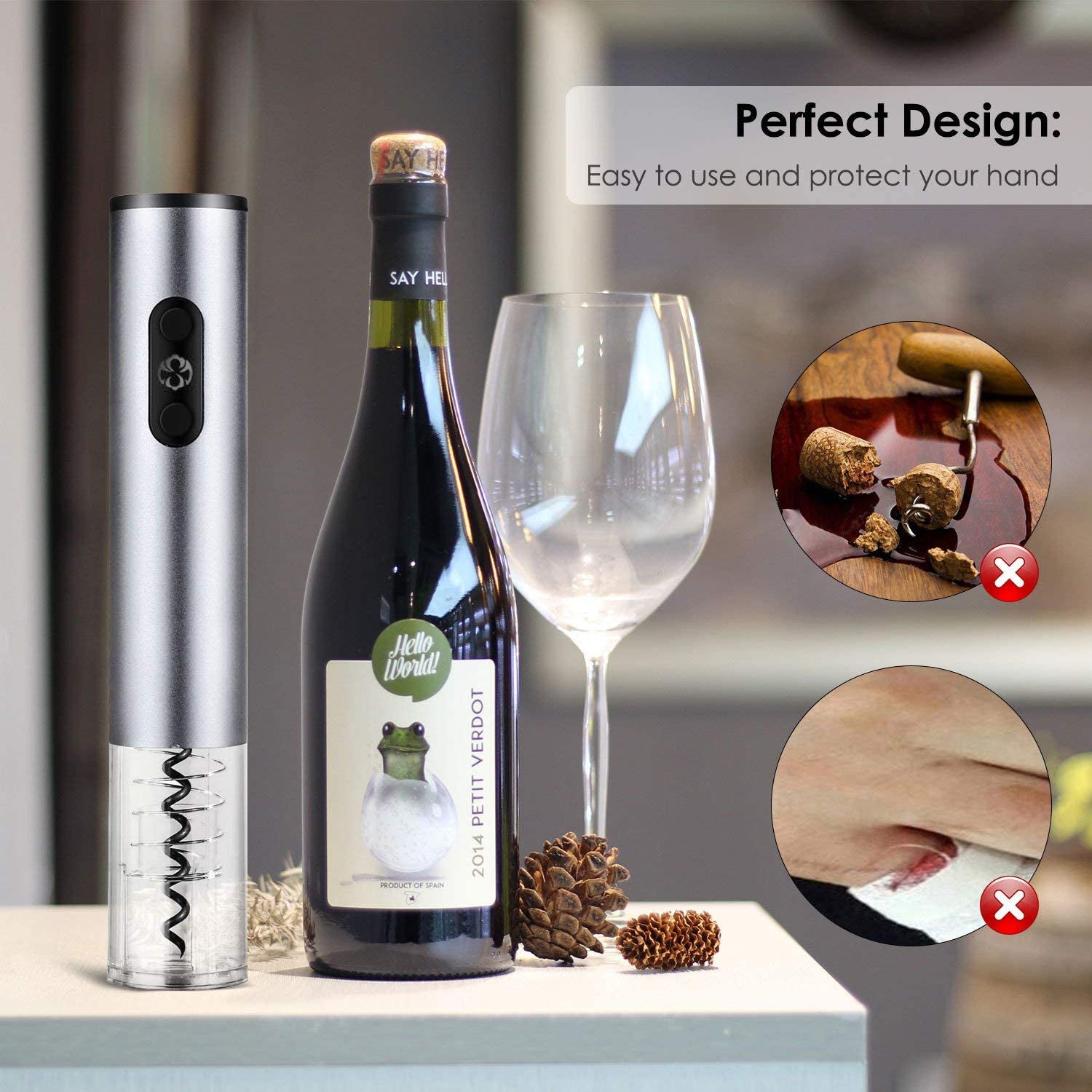 4-Piece Set: Electric Wine Bottle Opener __stock:700 Kitchen & Dining refund_fee:1200 Warranty