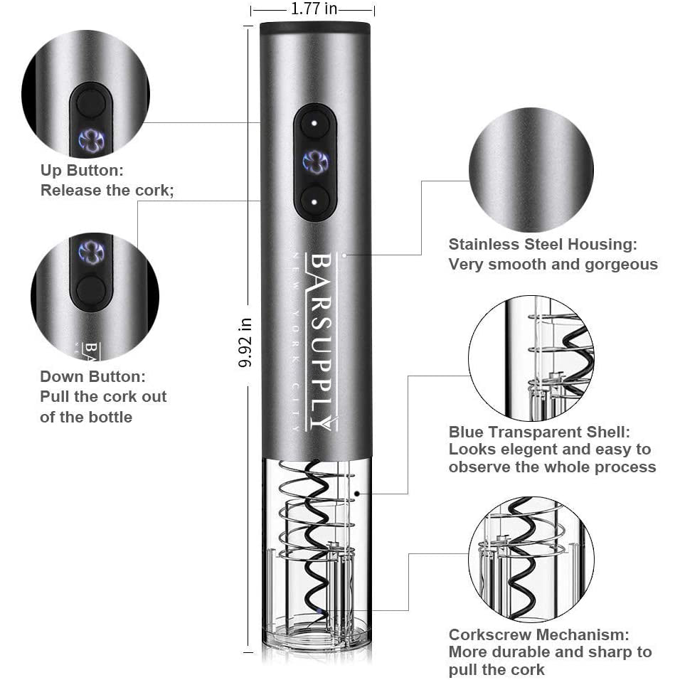 4-Piece Set: Electric Wine Bottle Opener __stock:700 Kitchen & Dining refund_fee:1200 Warranty