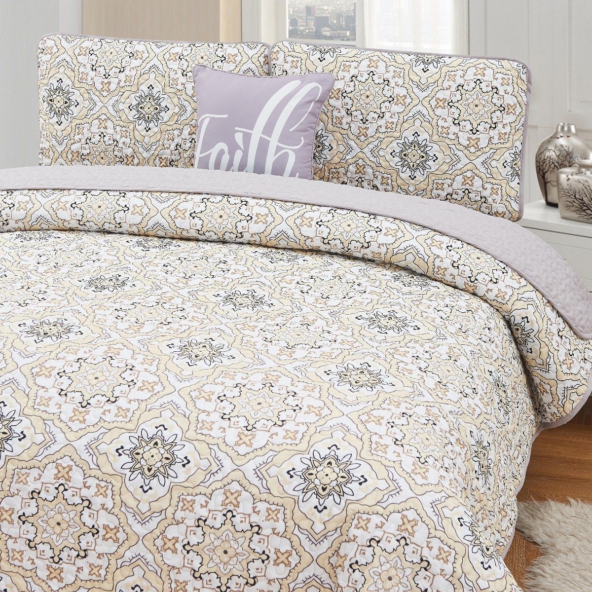 4-Piece Set: Printed Pattern Quilt Set King No. 5 __label2:BOGO 30% OFF __stock:50 Bedding refund_fee:1200