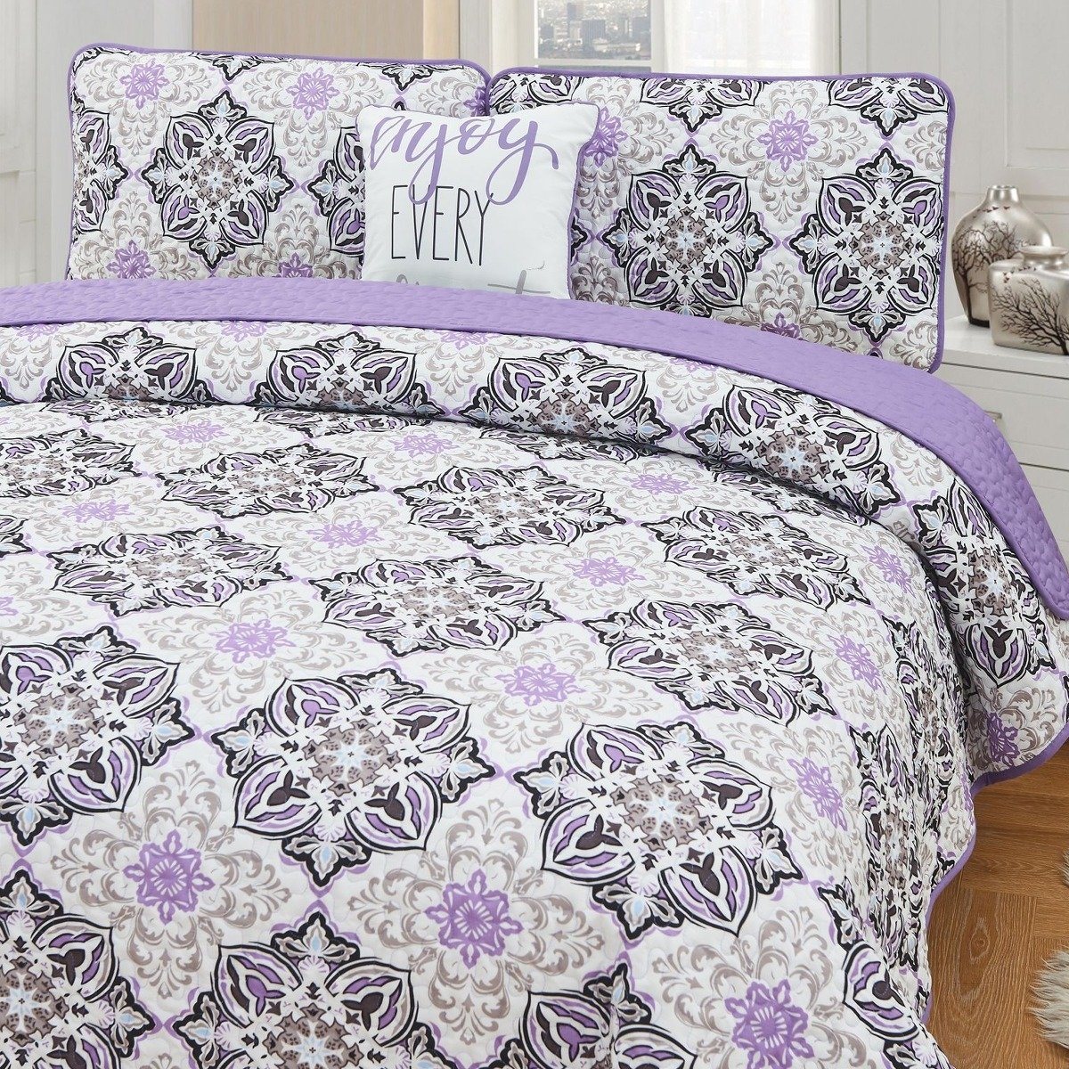 4-Piece Set: Printed Pattern Quilt Set Queen No. 4 __label2:BOGO 30% OFF __stock:50 Bedding refund_fee:1200