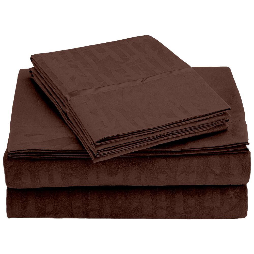 4-Piece Set: Super-Soft 1600 Series Bamboo Embossed Bed Sheet Chocolate Full __label2:BOGO 30% OFF __stock:300 Bedding refund_fee:1200