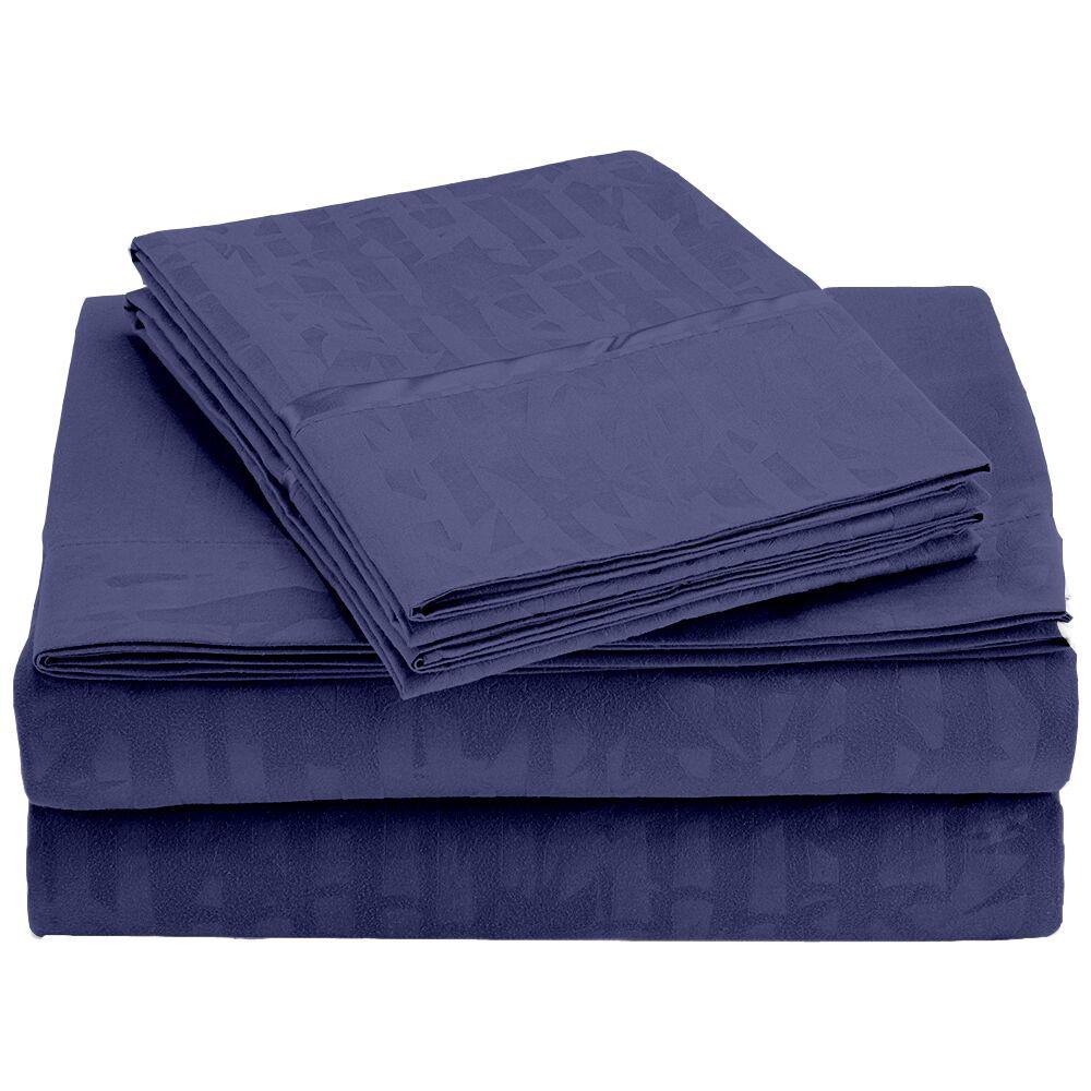 4-Piece Set: Super-Soft 1600 Series Bamboo Embossed Bed Sheet Navy Full __label2:BOGO 30% OFF __stock:300 Bedding refund_fee:1200