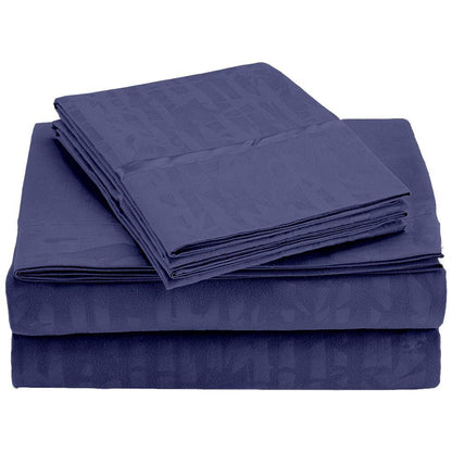 4-Piece Set: Super-Soft 1600 Series Bamboo Embossed Bed Sheet Navy Full __label2:BOGO 30% OFF __stock:300 Bedding refund_fee:1200