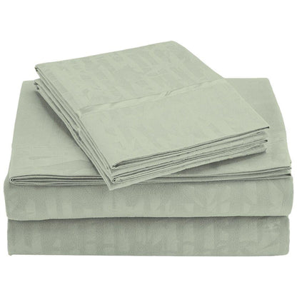 4-Piece Set: Super-Soft 1600 Series Bamboo Embossed Bed Sheet Sage __label2:BOGO 30% OFF __stock:300 Bedding refund_fee:1200