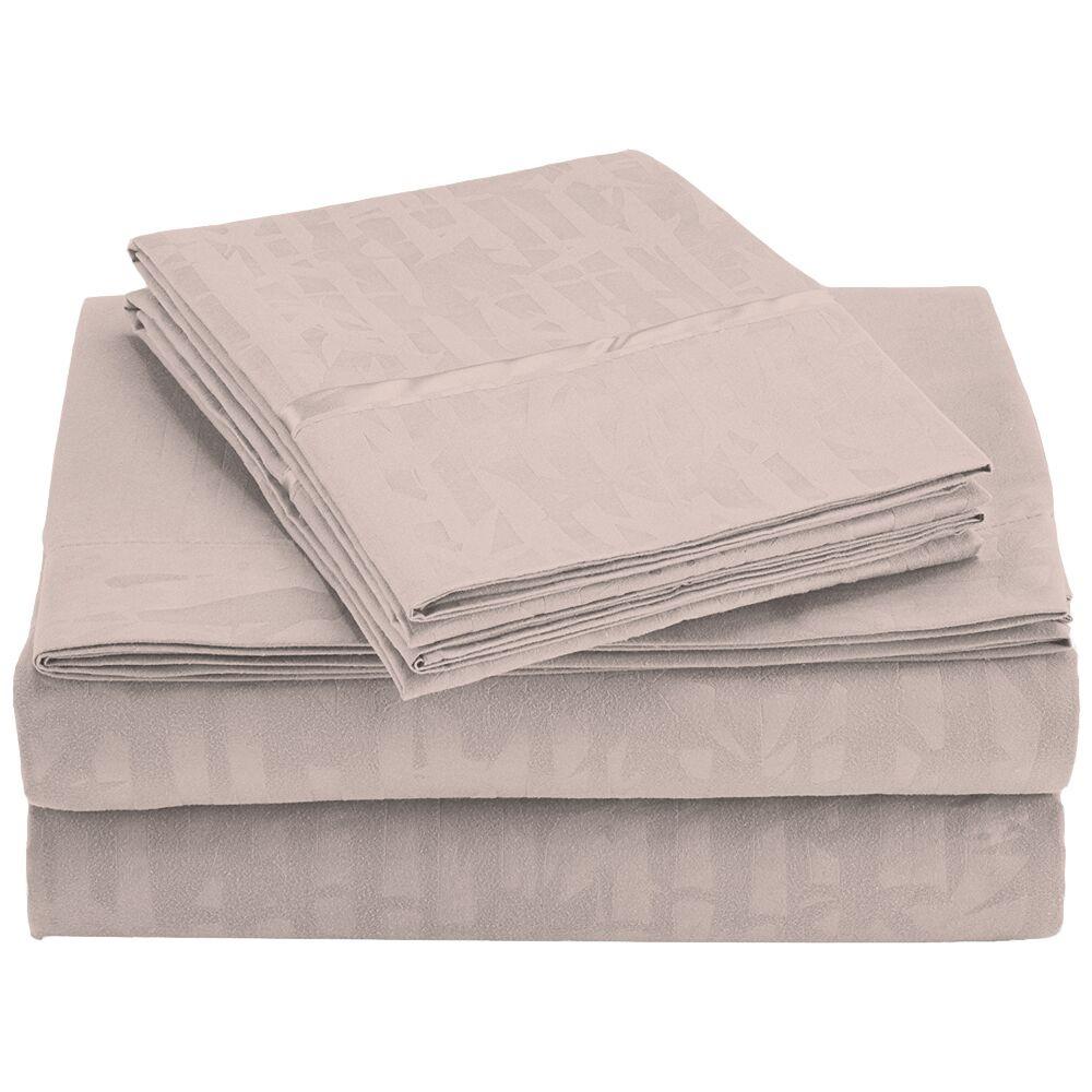 4-Piece Set: Super-Soft 1600 Series Bamboo Embossed Bed Sheet Taupe __label2:BOGO 30% OFF __stock:300 Bedding refund_fee:1200