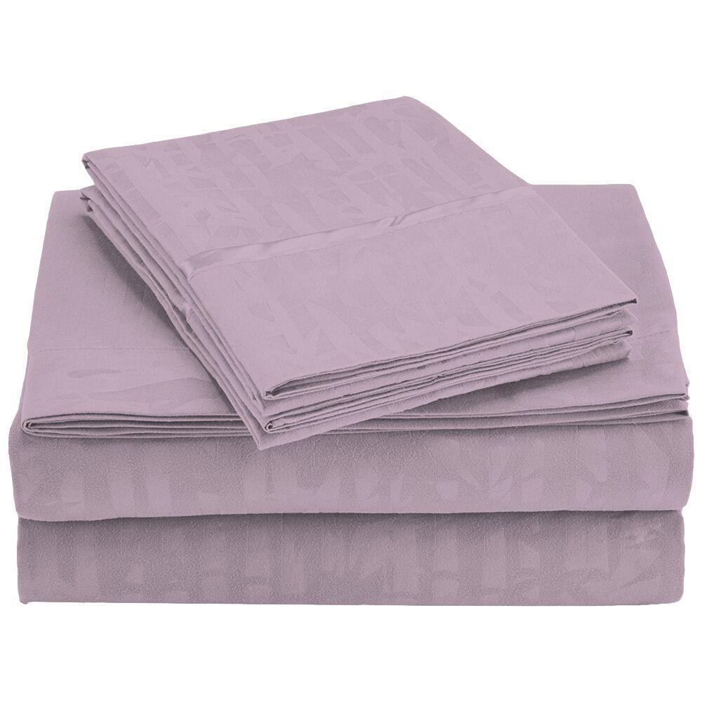 4-Piece Set: Super-Soft 1600 Series Bamboo Embossed Bed Sheet Lilac Queen __label2:BOGO 30% OFF __stock:300 Bedding refund_fee:1200