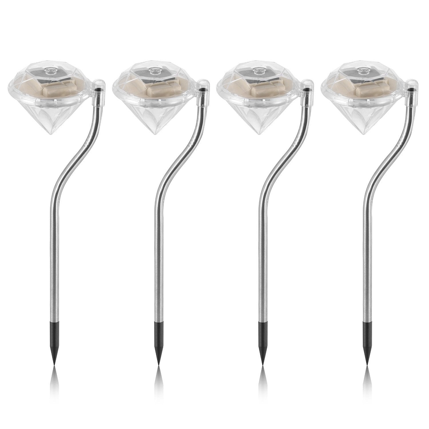 4-Piece: Solar Diamond LED Light Pathway Stake Decorative Lamp __stock:150 refund_fee:1200 String & Fairy Lights Warranty