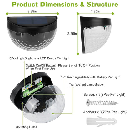 4-Piece: Solar Fence Outdoor Lights __stock:50 Outdoor Lighting refund_fee:1200 Warranty